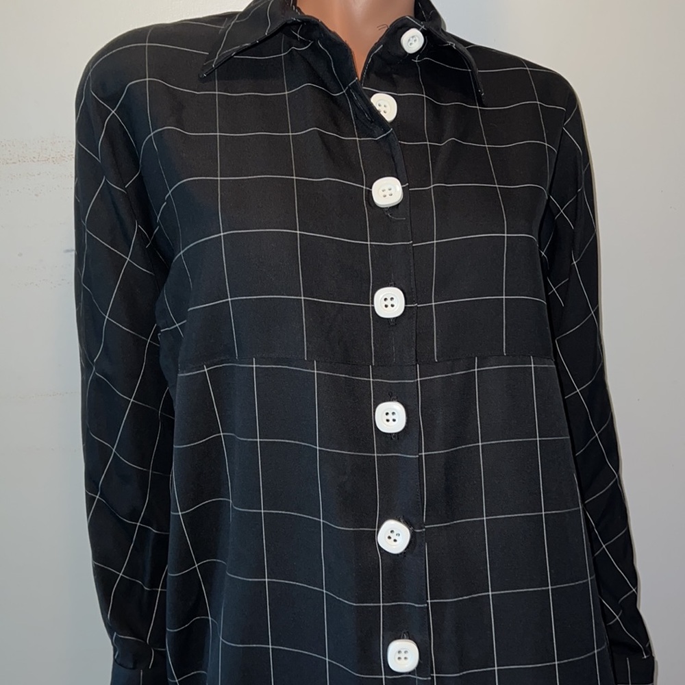 Chetta B vintage size 6 black/white plaid long sleeve dress New With Tags - Picture 2 of 15